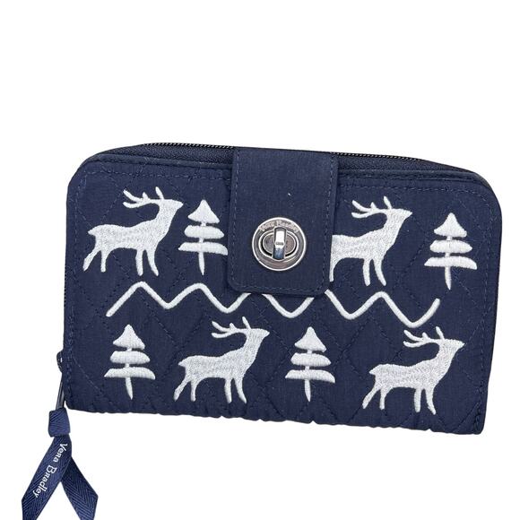 Vera Bradley Handbags - HTF Vera Bradley Merry Mischief Snow Day RFID Turnlock Wallet NWOT